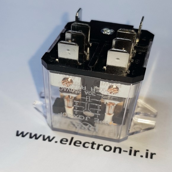 رله صنعتی پایه فیش خور جاپیچ دار گوشواره ای دو باز دو بسته 220VACولت 30 آمپرPOWER RELAY KEC JQX-30F-220VAC-2C-30A