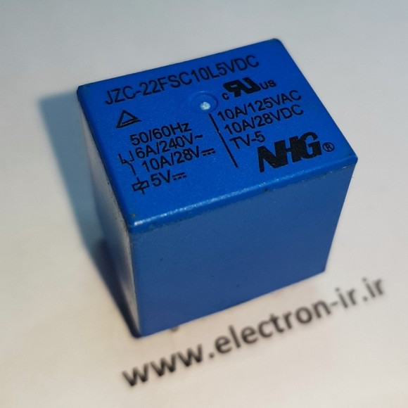 رله پایه میلیون یک باز و بسته 10آمپر   NHG JZC-22FSC10L5VDC 5VDC-1C-10A