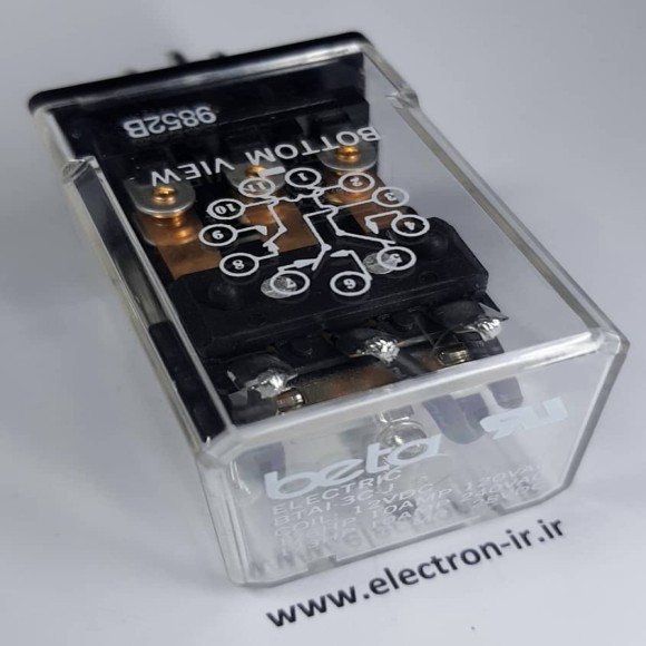 رله تابلویی صنعتی پایه گرد سوکتی سه کنتاکت بازوبسته 10 آمپر BETA  BTA1-3C-J  12VDC-3C-10A  ORIGINAL 11PIN