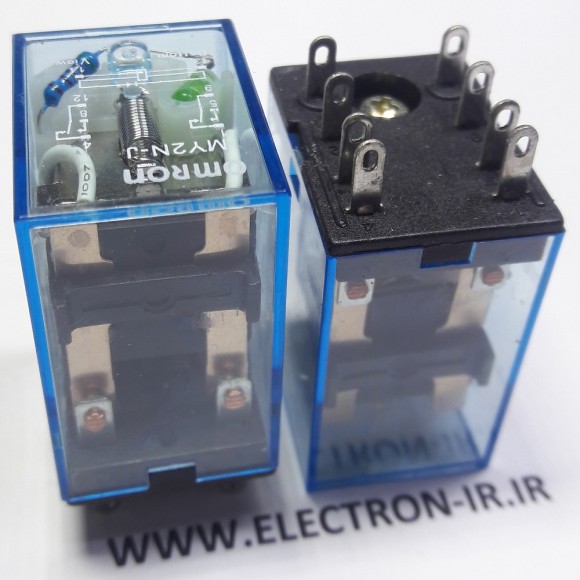 رله امرن پایه راستا سوکتی دو کنتاکت 7آمپردوبازودوبسته بوبین 12ولت OMRON MY2N-J 12VDC-2C-7A