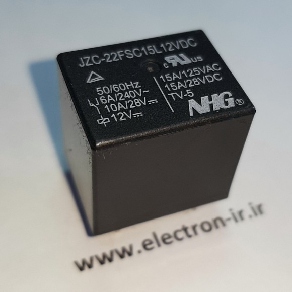 رله پایه میلیون یک باز و بسته 15آمپر   NHG JZC-22FSC15L12VDC 12VDC-1C-15A