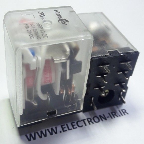 رله طرح ایزومی دوبازوبسته پایه سوزنی 220ولت  220VAC-2C-10A  HRP13-2C  HIRE
