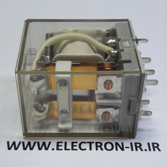 رله طرح ایزومی دوبازوبسته پایه سوزنی 12ولت 10آمپر  NHG JQX-13F 2cb 12VDC-2C-10A