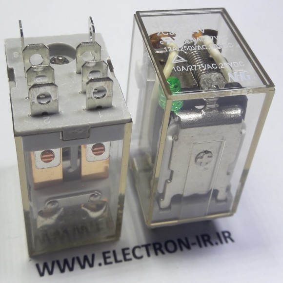 رله طرح ایزومی دوبازوبسته پایه سوکتی 24ولت 10آمپر  NHG JQX-13F 2cb 24VDC-2C-10A