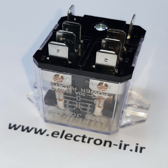 رله صنعتی پایه فیش خور جاپیچ دار گوشواره ای دو باز دو بسته 24VDCولت 30 آمپرPOWER RELAY KEC JQX-30F 24VDC-2C-30A