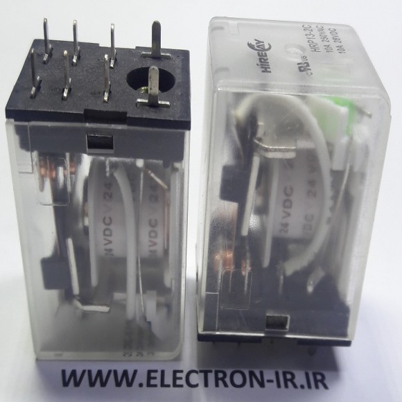 رله طرح ایزومی دوبازوبسته پایه سوزنی 24ولت  24VDC-2C-10A  HRP13-2C  HIRE