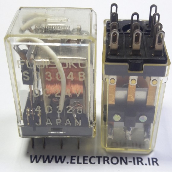 رله سه کنتاکت بازوبسته پایه سوکتی 7آمپر ژاپن اصل 24ولت FUJISOKU SD304B-DC24VDC 24VDC-3C-7A ORIGINAL