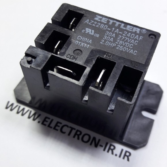 رله جا پیچ دار فیش خور یک باز 30 آمپر  ZETTLER AZ2280-1A-240AF 30A-277VAC 220VAC-30A ORIGINAL