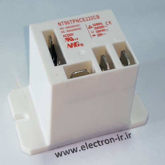 رله شاخکدار جا پیچ دار (گوشواره ای ) NHG NT90TPNCE220CB 220VAC-40A